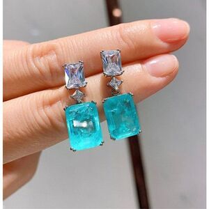 💎Beautiful Emerald Cut Pariba Tourmaline and Diamond Lux Drop
E…